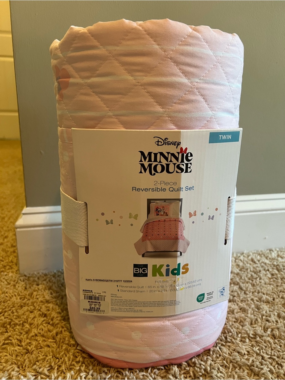 Disney Minnie Mouse Twin Reversible Quilt Set - Pink